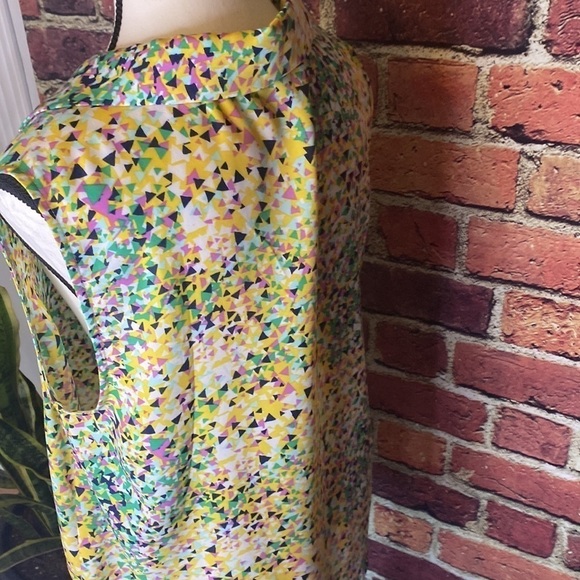 ANTHROPOLOGIE W5 Multi-Color Geometric Sleeveless Button-Up Blouse Top Size L - Picture 9 of 11
